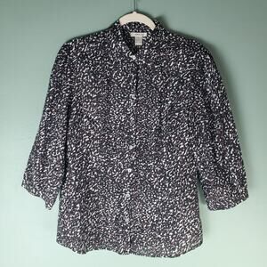 Harold's Womens Multicolor Silk Cotton Blend Button Down Shirt Top Size Large
